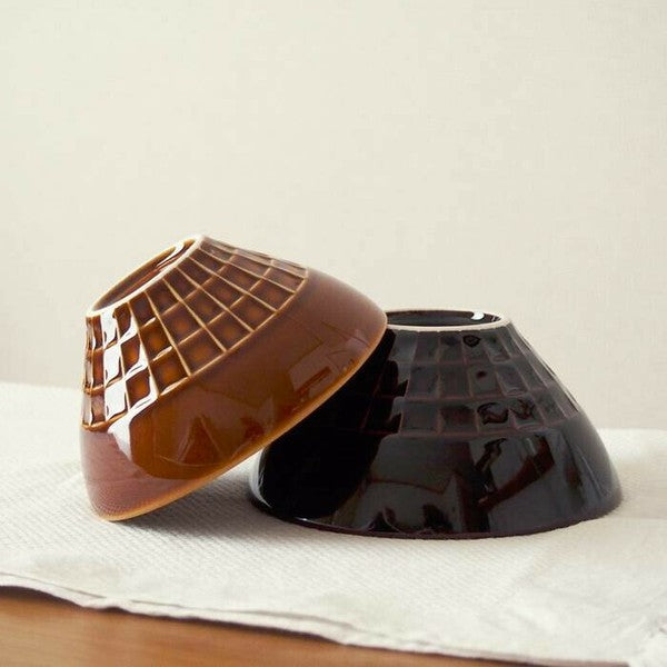 日本製 美濃燒 天目 飴釉 雙色對碗組 附筷架 | 夫妻碗 對碗 筷架 禮盒 新婚