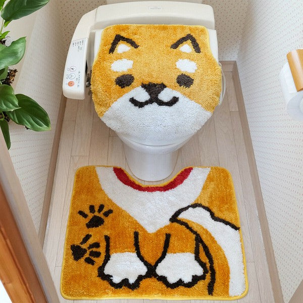 日本 TOMO 柴犬 海龜 馬桶地墊 兩入組 | 浴室地墊 地毯地墊 馬桶腳踏墊