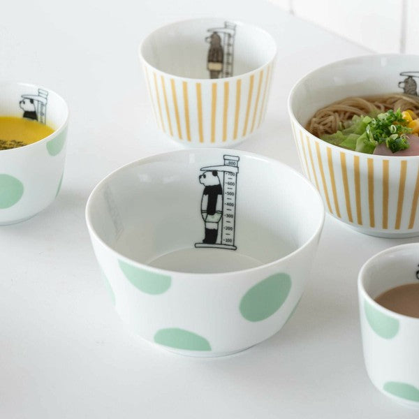 日本製 美濃燒 熊貓測量身高碗 890cc | 大碗 丼飯碗 湯碗 飯碗 陶瓷碗 北歐風