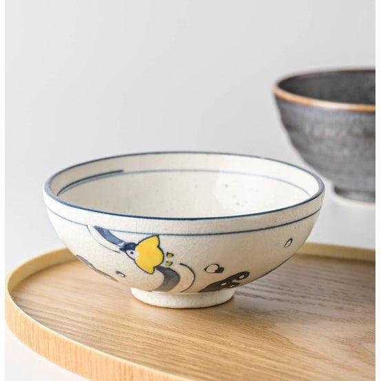 日本製 萬古燒 波千鳥餐碗 12cm|青海波 千鳥 - 富士通販