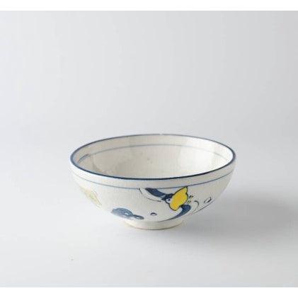 日本製 萬古燒 波千鳥餐碗 12cm|青海波 千鳥 - 富士通販