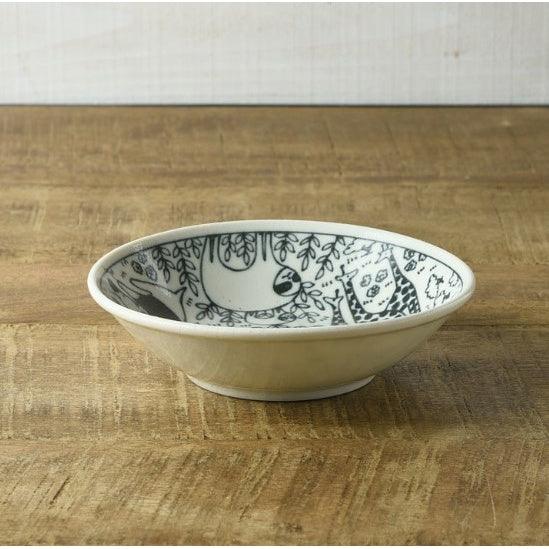 日本製 美濃燒 手繪動物13.8cm深盤|甜點 點心 水果 麥片 優格 - 富士通販