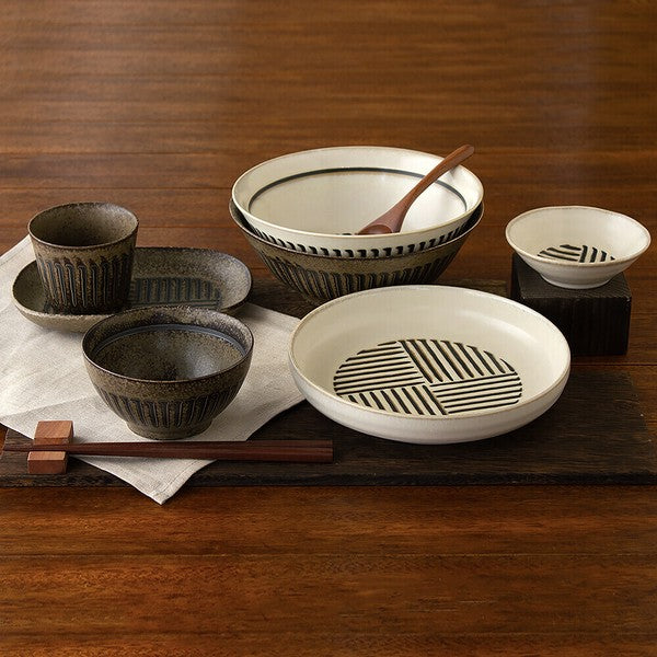 日本製 美濃燒 窯變條紋深盤 兩色可選 | 義大利麵盤 深碗 懷舊質樸