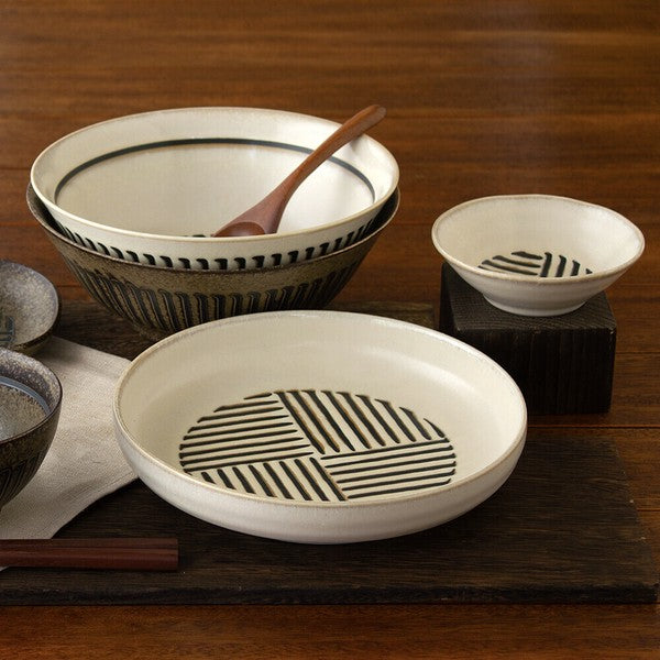 日本製 美濃燒 窯變條紋深盤 兩色可選 | 義大利麵盤 深碗 懷舊質樸