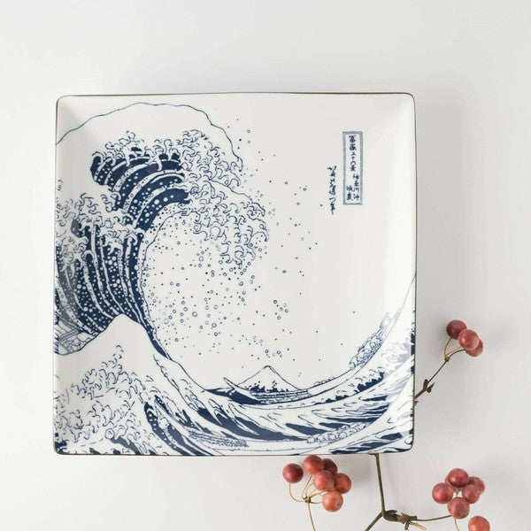 日本製 美濃燒 北齋富士碗盤 | 浮世繪碗盤 飯碗 富嶽三十六景 神奈川