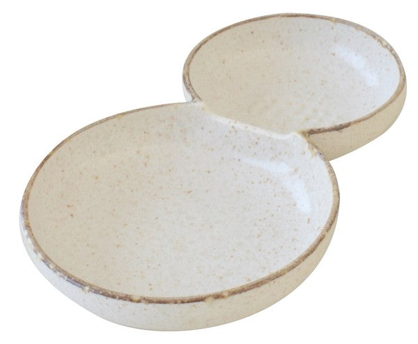 日本製 美濃燒 雪人白唐津分隔盤 | 陶瓷盤 小菜盤 日式小碟子 葫蘆 醬油碟 醬料器皿 拍照道具 沾醬