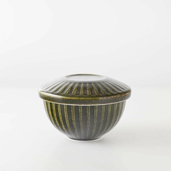 日本製 美濃燒 墨綠釉色附蓋碗 11cm|湯碗 帶蓋飯碗 含蓋碗