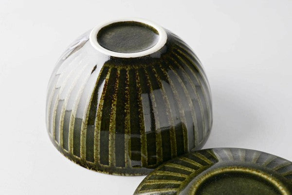 日本製 美濃燒 墨綠釉色附蓋碗 11cm|湯碗 帶蓋飯碗 含蓋碗