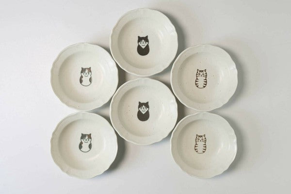 日本製 SHICHITA 貓咪10公分小碟禮盒 | 美濃燒 醤油碟 漬物碟 小菜碟