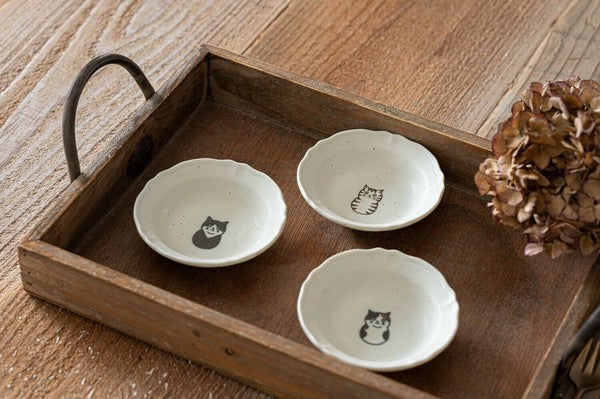 日本製 SHICHITA 貓咪10公分小碟禮盒 | 美濃燒 醤油碟 漬物碟 小菜碟