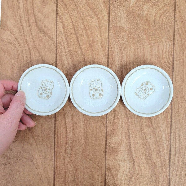 日本製 美濃燒 SACHI 貓頭鷹/招財貓日式小碟 | 小碟子 醬料 醬油 陶瓷碟子