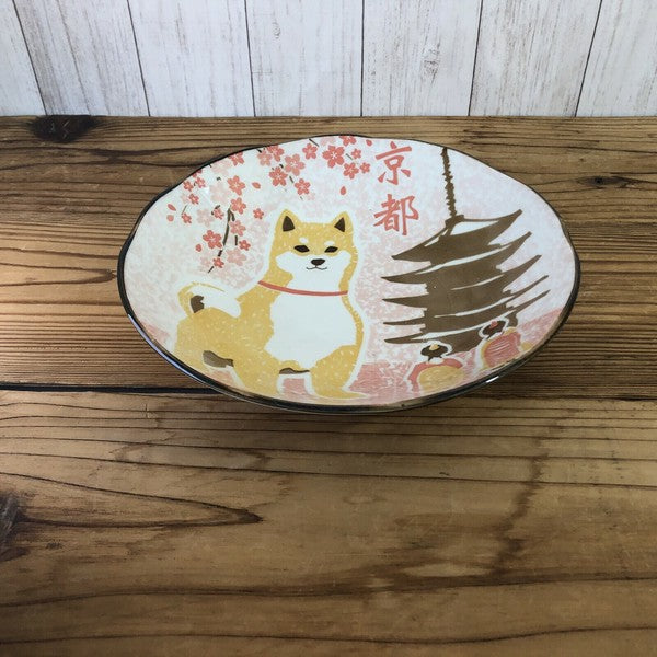 日本製 柴犬浪裏/淺草/京都碗盤 | 柴犬碗 紀念性禮物 浮世繪 碗盤