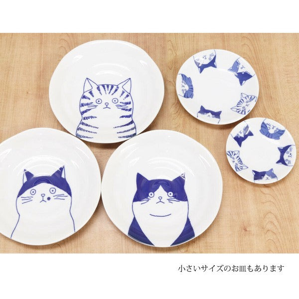 日本製 美濃燒 Shichita 陶瓷貓咪圓盤 16cm | 點心盤 水果盤 沙拉盤 甜點盤