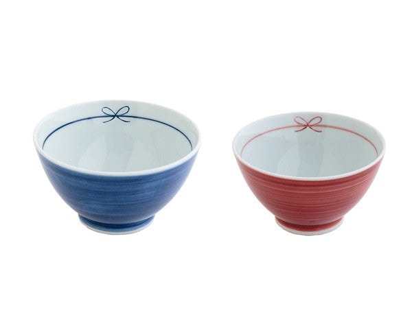 日本製 波佐見燒 蝴蝶結造型夫妻茶碗&對筷 禮盒組 |結婚禮物 碗禮盒 對筷禮盒
