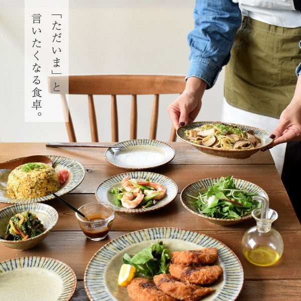 日本製 美濃燒 松葉十草餐盤 | 深盤 主菜盤 咖哩盤 雅緻陶器 日式餐盤