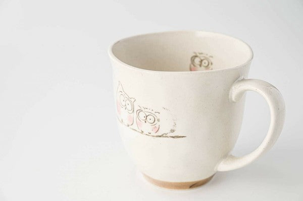 日本製 美濃燒 極輕量 貓頭鷹馬克杯 | 水杯 咖啡杯 陶瓷杯 茶杯 吉祥物