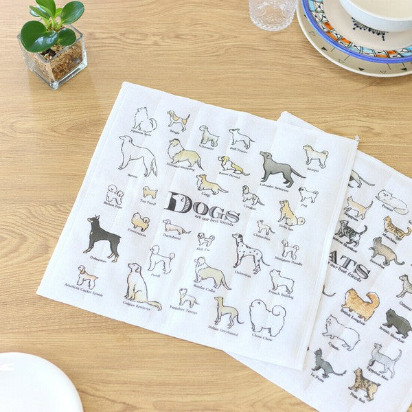 日本製 可愛動物圖鑑系列抹布 貓/狗/鳥 | 廚房抹布 方巾 家事布