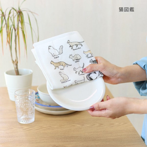 日本製 可愛動物圖鑑系列抹布 貓/狗/鳥 | 廚房抹布 方巾 家事布