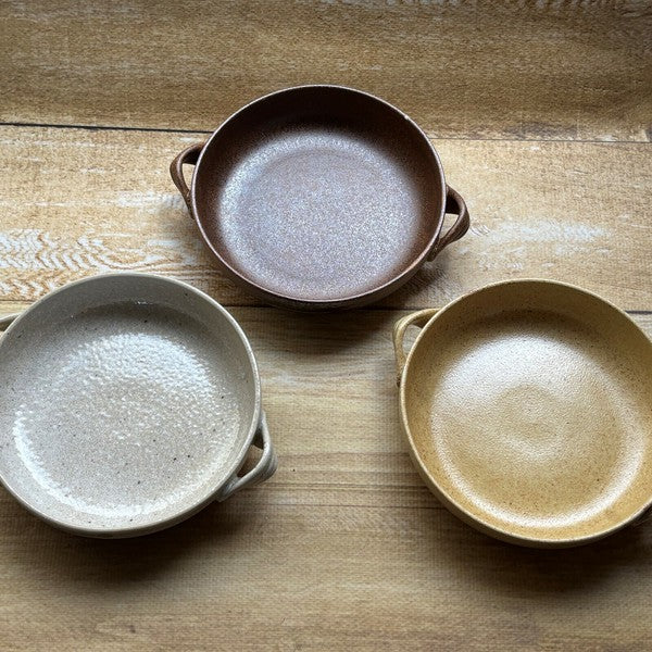 日本製 美濃燒 陶瓷圓形雙耳盤 | 雙耳圓盤 陶瓷盤 圓盤 盤子 雙耳盤 深盤 可堆疊