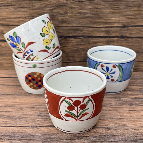 日本製 美濃燒 吾山窯 手繪楓葉杯碟 | 豬口杯 蒸蛋杯 蕎麥麵杯 小碟子 點心盤