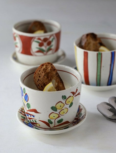 日本製 美濃燒 吾山窯 手繪楓葉杯碟 | 豬口杯 蒸蛋杯 蕎麥麵杯 小碟子 點心盤