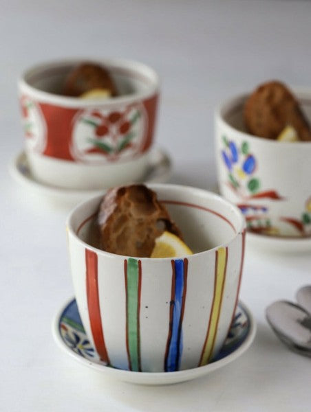 日本製 美濃燒 吾山窯 手繪楓葉杯碟 | 豬口杯 蒸蛋杯 蕎麥麵杯 小碟子 點心盤