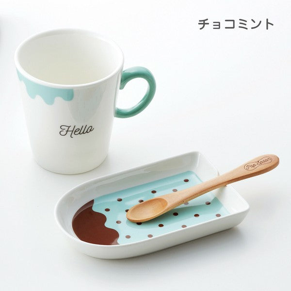 日本製 小倉陶器 冰棒造型杯盤匙組 附盒 三色 | 下午茶 甜點 蛋糕盤 情人節禮物