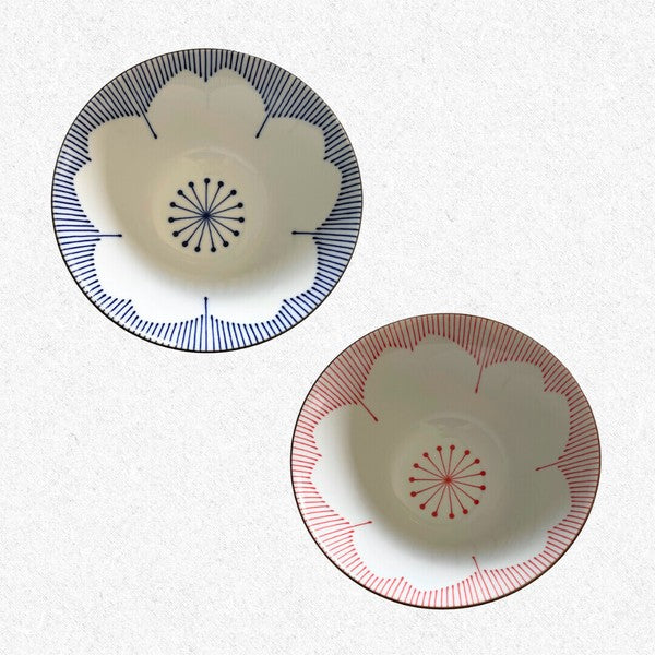 日本製 美濃燒 花一輪 花型拉麵碗 丼碗 兩色可選 | 大碗公 丼飯碗 斗笠碗