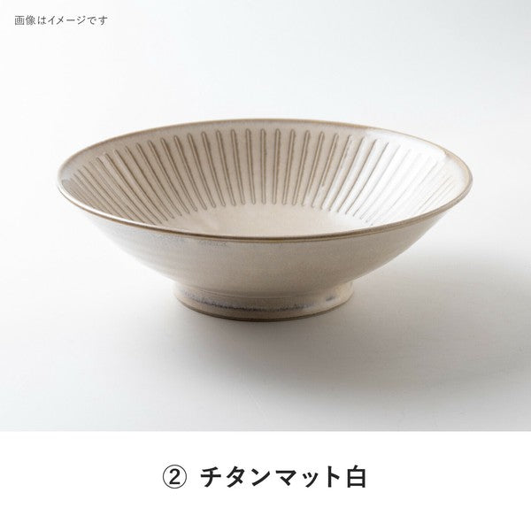 日本製 美濃燒 撥水十草 陶瓷線條8吋碗公 | 麵缽 拉麵碗 陶瓷碗 大碗公 大湯碗 沙拉碗 大份量料理