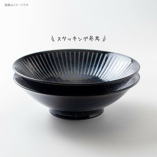 日本製 美濃燒 撥水十草 陶瓷線條8吋碗公 | 麵缽 拉麵碗 陶瓷碗 大碗公 大湯碗 沙拉碗 大份量料理