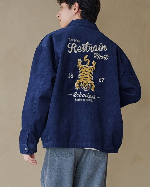 日本代購 燈芯絨老虎刺繡外套 POWER TO THE PEOPLE 日系外套 燈芯絨外套 街頭風外套