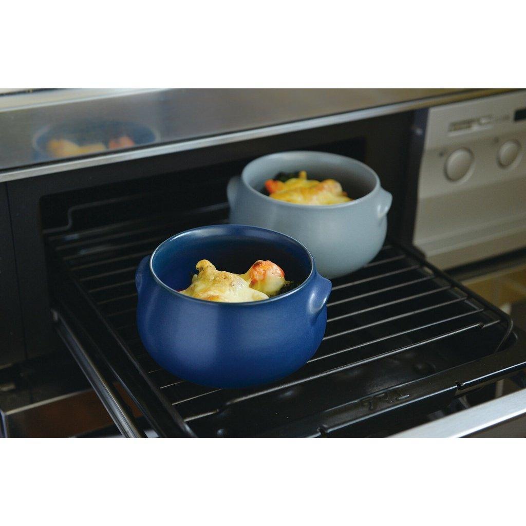 日本製 美濃燒 耐熱陶器 帶耳碗13cm-黃/灰/深藍|陶器 啞光陶器 陶燉碗 耐熱餐具 - 富士通販