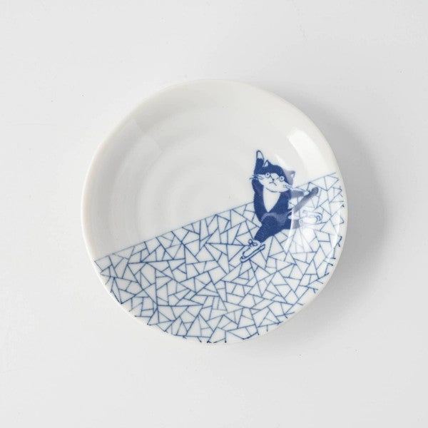 日本製 美濃燒 SHICHITA 貓咪10cm小皿 5入禮盒 | 醬油碟 小菜碟 小碟 點心盤 送禮推薦