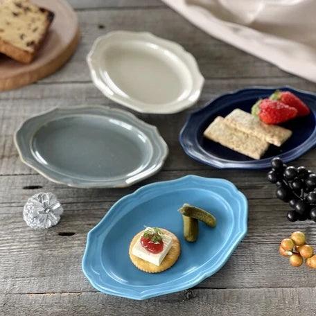 古董橢圓盤17.2cm |日本製美濃燒,餅乾盤、陶瓷盤、水果盤 - 富士通販