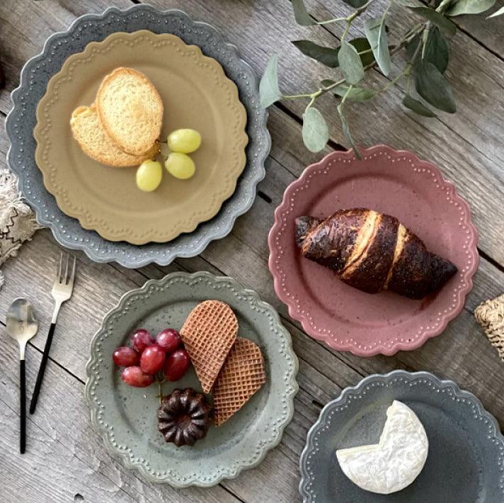 日本製 美濃燒 浮雕盤子 三色|18.5cm 甜點盤 水果盤 飾品盤 - 富士通販