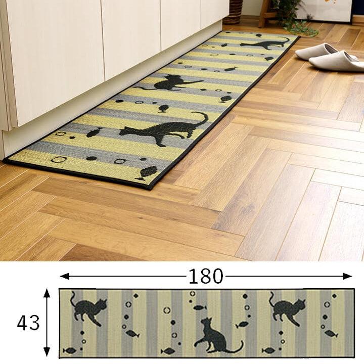 日本製 草蓆廚房地墊|燈心草 防滑 防油 抗菌除臭