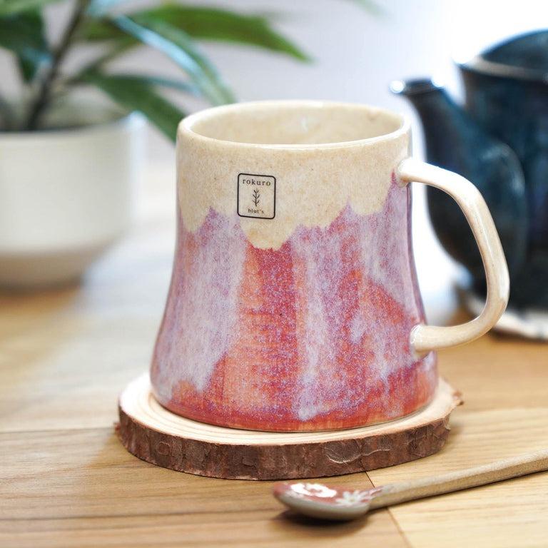 日本製 Rokuro Blut's 六魯 美濃燒富士山馬克杯 對杯禮盒組|粉色 藍色 250ml