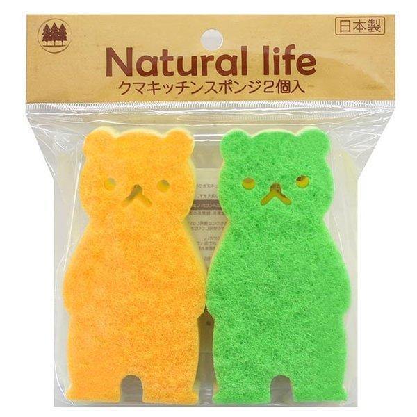 日本製 小熊廚房海綿 (2入組) |廚房海綿 去汙 多功能海綿 菜瓜布 海綿 廚房清潔 - 富士通販