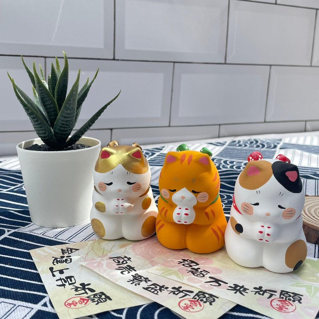 2022年新年擺飾合掌貓(金貓/橘貓/三花)|2022過年裝飾招福吉祥物 - 富士通販
