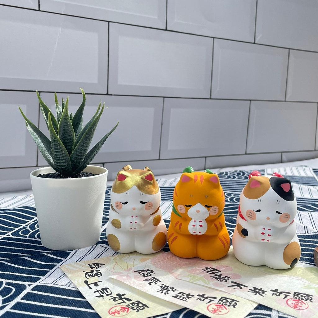 2022年新年擺飾合掌貓(金貓/橘貓/三花)|2022過年裝飾招福吉祥物 - 富士通販