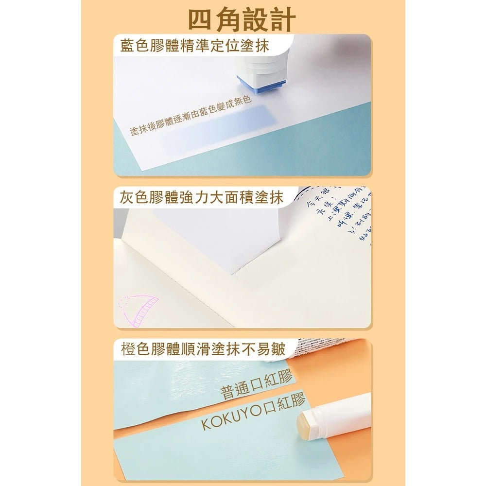 日本製 KOKUYO 國譽 GLOO 不起皺/消色型方形口紅膠 | 膠水 美勞 辦公用品