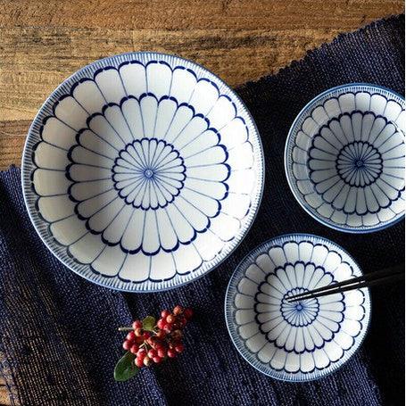 日本製 美濃燒 大花菊陶瓷盤20cm 一入|日式餐盤 水果盤 沙拉盤 - 富士通販