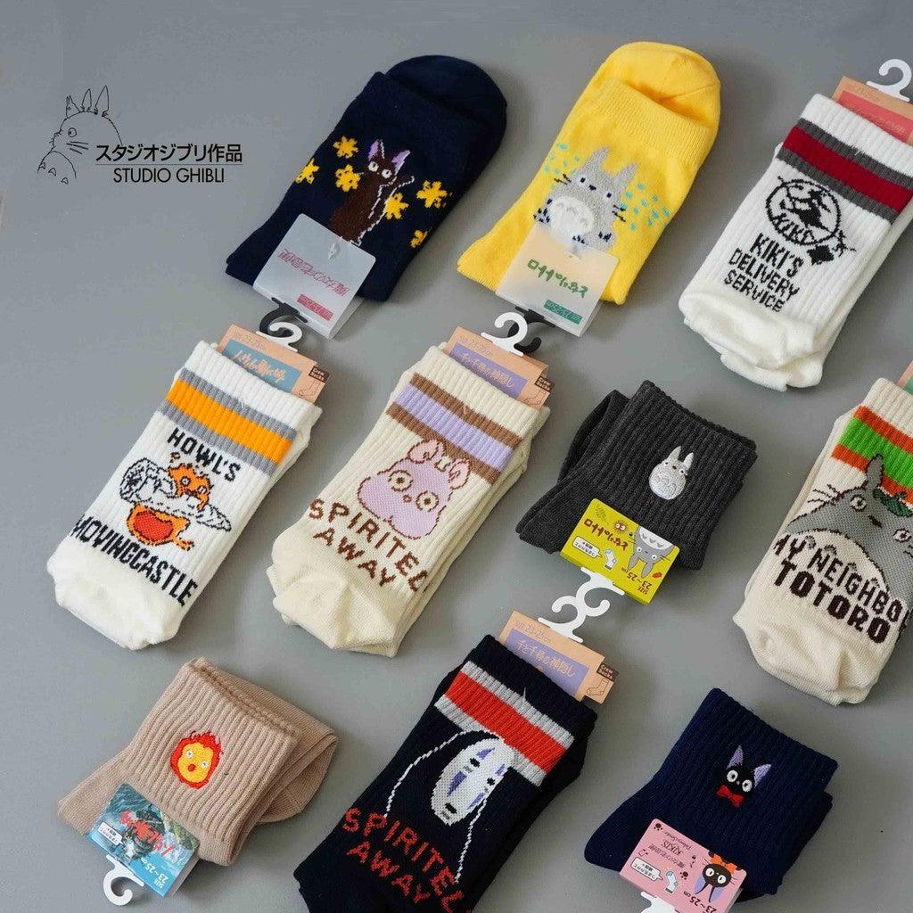 日本 宮崎駿 中長襪 長襪 23-25cm|龍貓 黑貓吉吉 無臉男 卡西法 - 富士通販