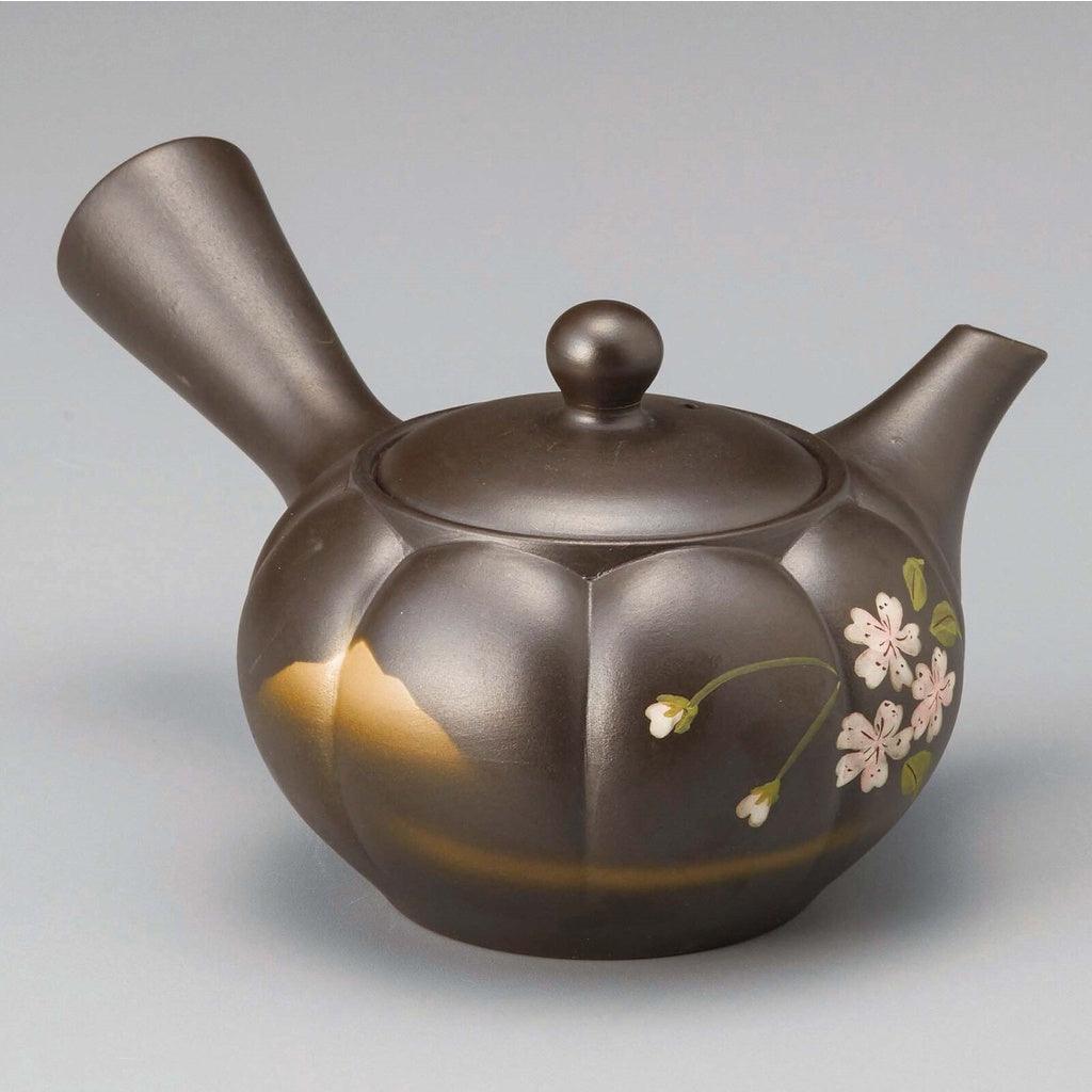 日本製 常滑燒 福仙黑泥菊櫻花 茶壺|230ml - 富士通販