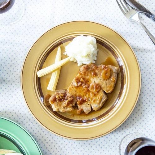 日式23cm芥末黃線圈圓盤|日本製,鄉村風餐盤 - 富士通販