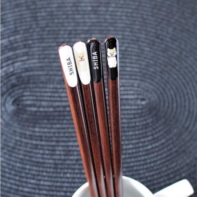 日本製天然木筷柴犬防滑筷子23cm|情侶筷、夫妻筷 - 富士通販