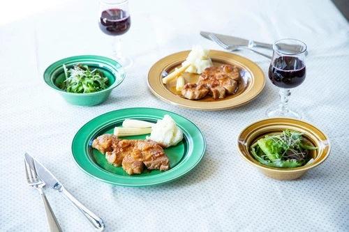 日式23cm芥末黃線圈圓盤|日本製,鄉村風餐盤 - 富士通販