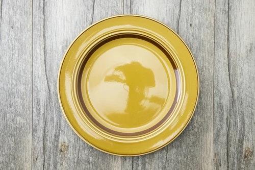 日式23cm芥末黃線圈圓盤|日本製,鄉村風餐盤 - 富士通販