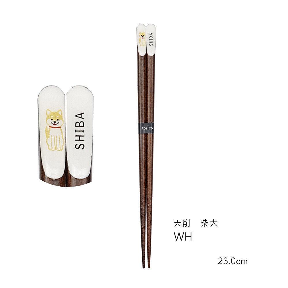 日本製天然木筷柴犬防滑筷子23cm|情侶筷、夫妻筷 - 富士通販