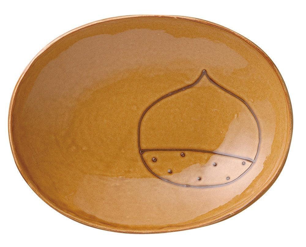 日本製 松鼠/栗子咖哩盤 24.3cm|橢圓碗 瓷器 - 富士通販